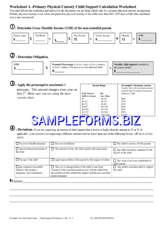 Nevada Child Support Worksheet A&B Form pdf free